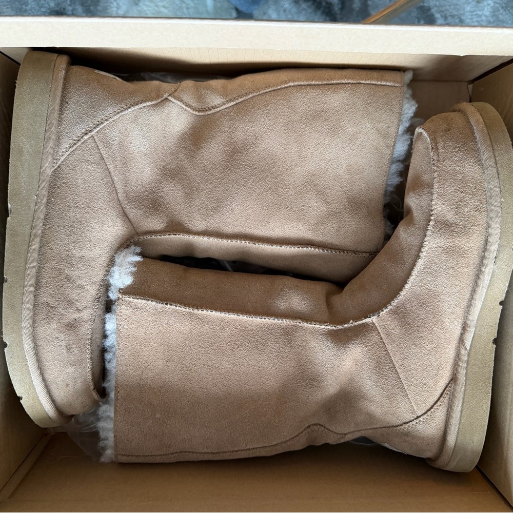 Ugg Downtown 5210 Chestnut Camel Light Brown Suede Sheepskin Tall Boots 8M - Picture 8 of 10